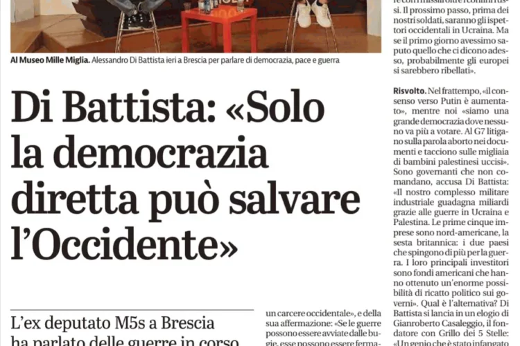 Di Battista: «Solo La Democrazia Diretta Può Salvare L’Occidente»